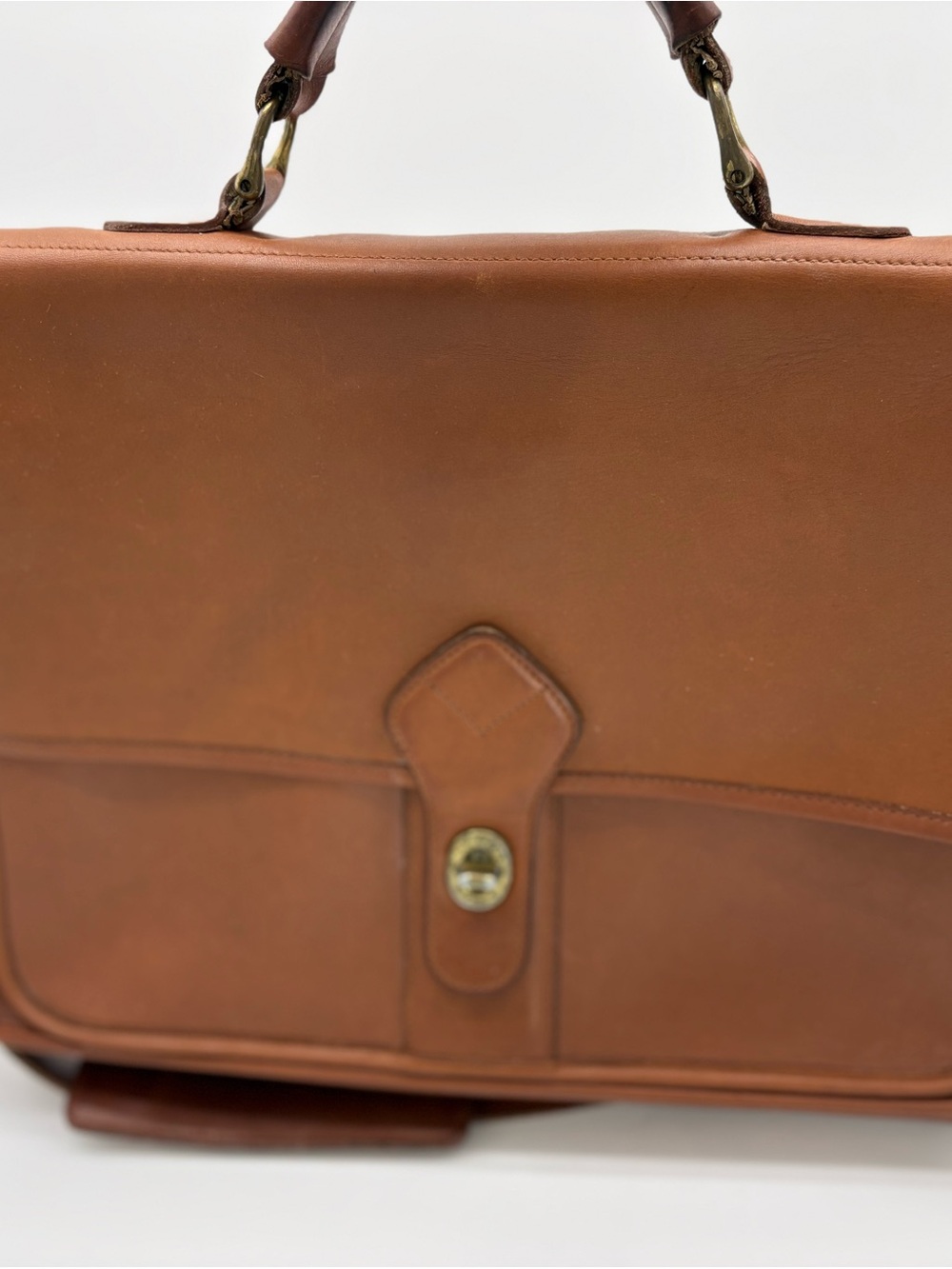 Soft Tan Leather Briefcase  Georgetown Leather & Design with Turn-Lock -unisex